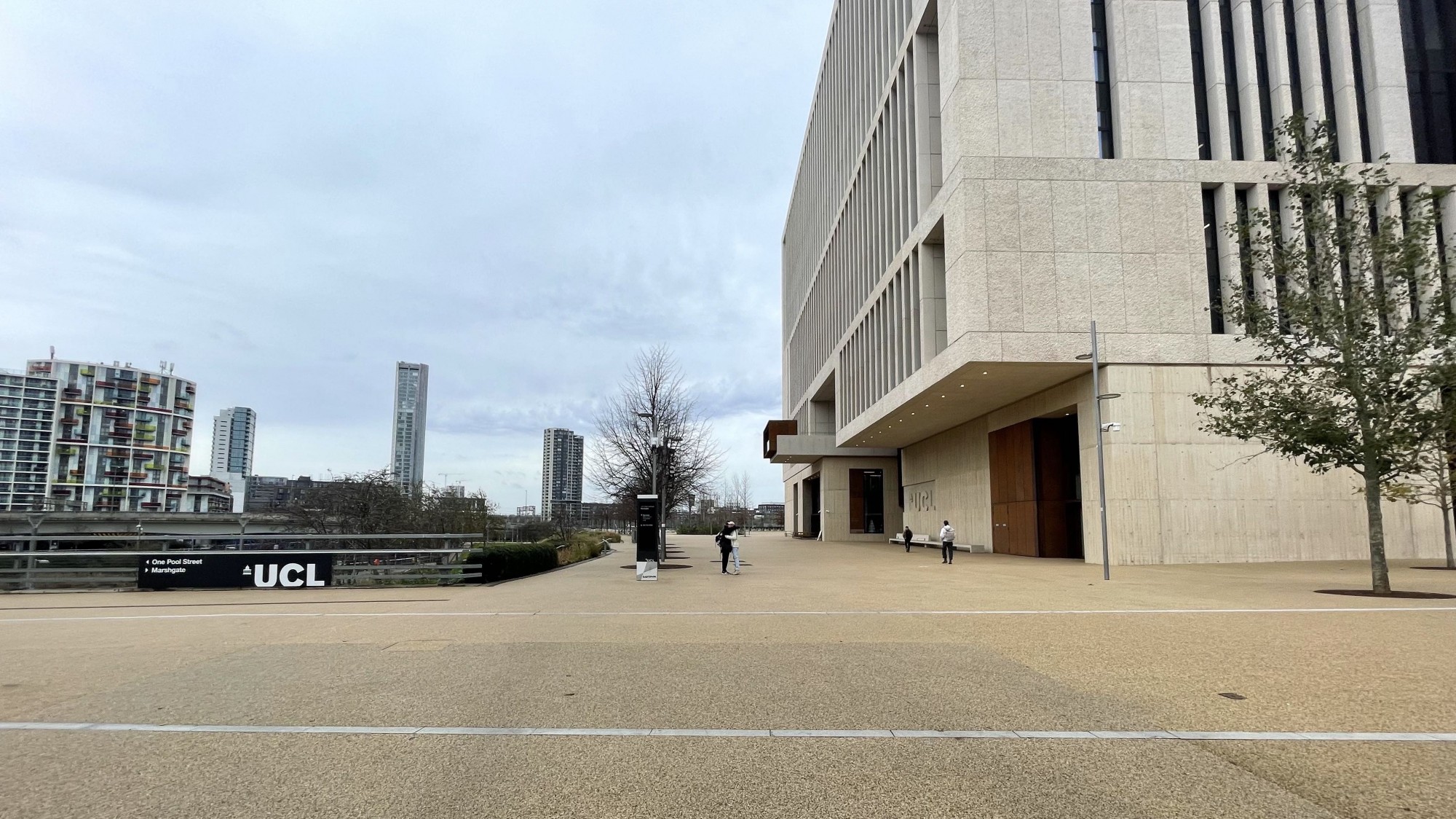 A large building along a path